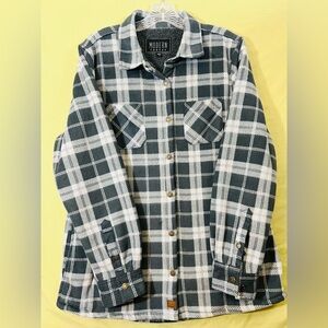 Modern Canvas Women’s L Sherpa Lined Plaid Flannel Shirt Jacket Gray